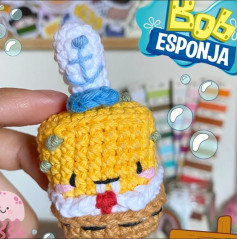 Patrón de Crochet Amigurumi Bob Esponja Mini Llavero Gratis con Guía de Abreviaturas