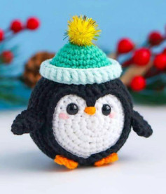 Patrón de Crochet para Pingüino Amigurumi con Sombrero