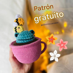 Patrón de ganchillo gratis: una rana en una taza