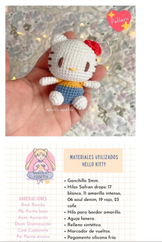 Patrón de Ganchillo para Amigurumi Hello Kitty Mini con Instrucciones Detalladas