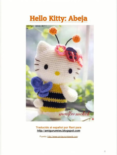 Patrón de ganchillo para búp bê Hello Kitty Abeja