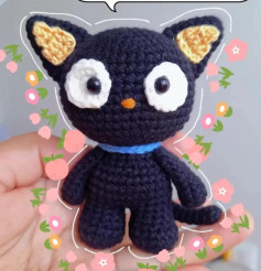 Patrón de ganchillo para Choco Cat: Amigurumi gato negro con orejas amarillas