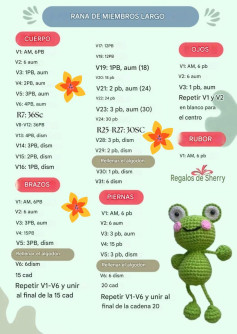 Patrón de ganchillo para rana con miembros largos