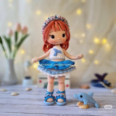 Patrón de muñeca Laura: Búp bê móc len công chúa biển