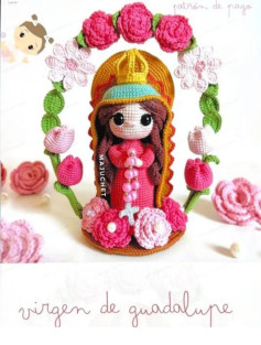 Patrón de pago: Amigurumi Virgen de Guadalupe con rosas