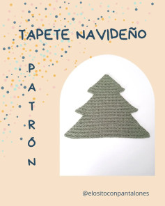 Patrón de tapete navideño con forma de árbol de Navidad hecho a crochet en color verde