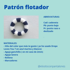 Patrón flotador: Cómo hacer un salvavidas de ganchillo con hilo azul marino y blanco