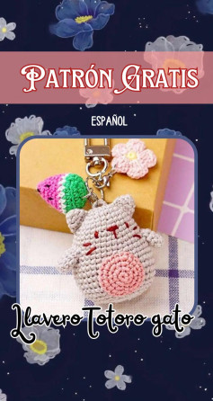 Patrón Gratis Amigurumi Llavero Totoro Gato