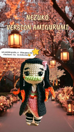 Patrón Gratis Amigurumi Nezuko Kamado