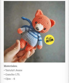 Patrón Gratis Amigurumi Pequeño Zorro - Oso Tejido a Crochet con Rayas Azules