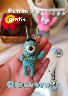 Patrón gratis Amigurumi Plankton - Bob Esponja