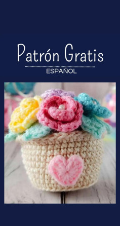 Patrón Gratis Canasta Móc Len Hoa và Tim