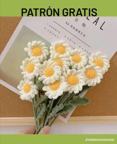 Patrón Gratis: Cómo Hacer Flores de Girasol Mochadas Blancas y Amarillas