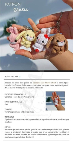 Patrón Gratis Conejitos Año Nuevo 2023 Amigurumi