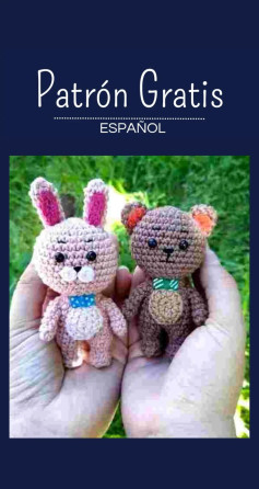 Patrón Gratis: Conejo Rosa y Oso Café Amigurumi