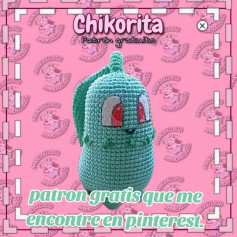 Patrón gratis de Chikorita Pokémon: Búp bê amigurumi màu xanh lá, hướng dẫn chi tiết từng bước và danh sách nguyên liệu
