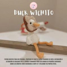 Patrón gratis de crochet para hacer un pato amigurumi con pan, Duck Wichito