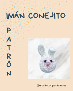 Patrón gratis de imán crochet conejito blanco con orejas rosas
