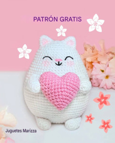 Patrón Gratis Gato Mochilero con Corazón Rosa - Amigurumi Fácil