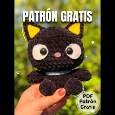 Patrón Gratis Gato Negro Amigurumi con Orejas Amarillas