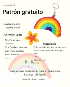 Patrón gratis llavero arcoíris crochet rápido y fácil