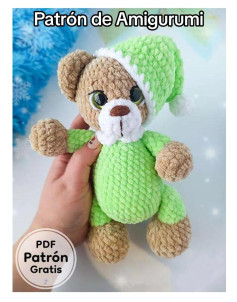 Patrón Gratis Oso Amigurumi con Pijama y Gorro