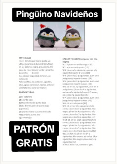 Patrón Gratis Pingüino Navideño Amigurumi