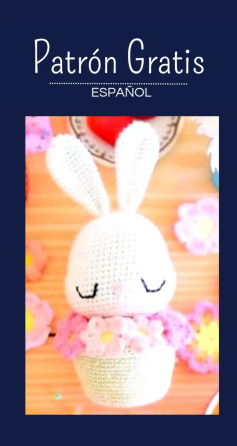 Patrón Gratis Sakura Conejito: Amigurumi Bún Trắng Hoa Anh Đào