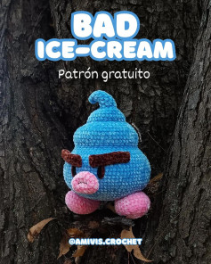 Patrón gratuito Amigurumi Bad Ice Cream azul y rosa