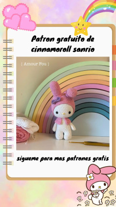 Patrón Gratuito Amigurumi Cinnamoroll Sanrio - Tejer Crochet