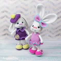Patrón gratuito Amigurumi Conejita con vestido y accesorios