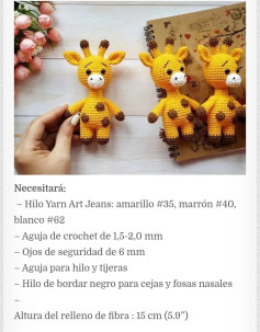Patrón gratuito Amigurumi Pequeña Jirafa: Tutorial de gacela amarilla con manchas marrones