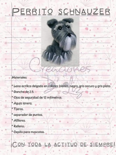 Patrón Gratuito Amigurumi Perrito Schnauzer con Instrucciones Completas y Lista de Materiales