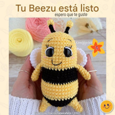 Patrón gratuito de abeja Beezu amigurumi con instrucciones paso a paso