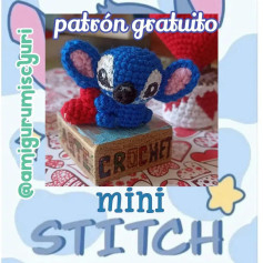 Patrón gratuito de amigurumi Mini Stitch azul con corazón rojo