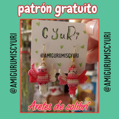Patrón gratuito de aretes colibrí con materiales y abreviaturas