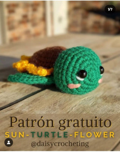 Patrón gratuito de crochet: Sun-Turtle-Flower