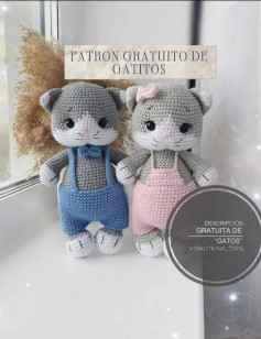 Patrón Gratuito de Gatitos Amigurumi Teñidos y Vestidos