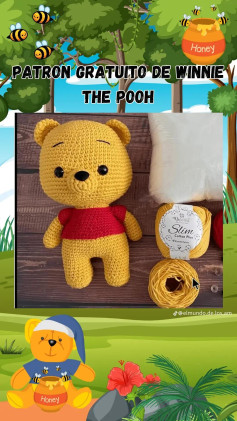 Patrón gratuito de Winnie the Pooh: Gato amarillo con camisa roja