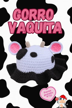Patrón gratuito Gorro Vaquita crochet blanco y negro