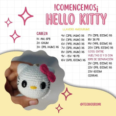 Patrón Gratuito Llavero Amigurumi Hello Kitty - Tutorial Paso a Paso