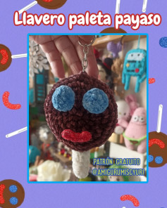 Patrón gratuito Llavero paleta payaso amigurumi