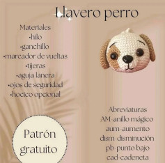 Patrón gratuito llavero perro crochet amigurumi