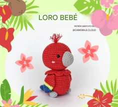 Patrón Gratuito Loro Bebé - Amigurumi Rojo y Azul