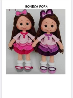 Patrón Gratuito Muñeca Amigurumi Vestido Rosa y Morada