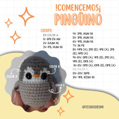 Patrón gratuito para hacer pingüino amigurumi de crochet