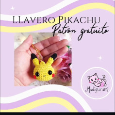 Patrón gratuito para Llavero Pikachu amigurumi en amarillo y negro