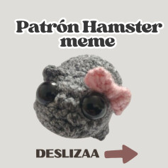 Patrón Hamster Triste Meme Crochet con Lazo Rosa