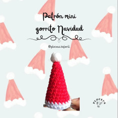 Patrón mini gorrito Navidad crochet rojo y blanco