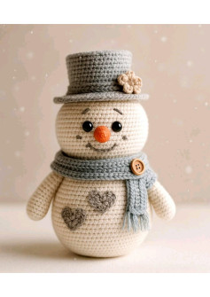 Patrón Móc Len Muñeco de Nieve Navidad con Sombrero y Bufanda